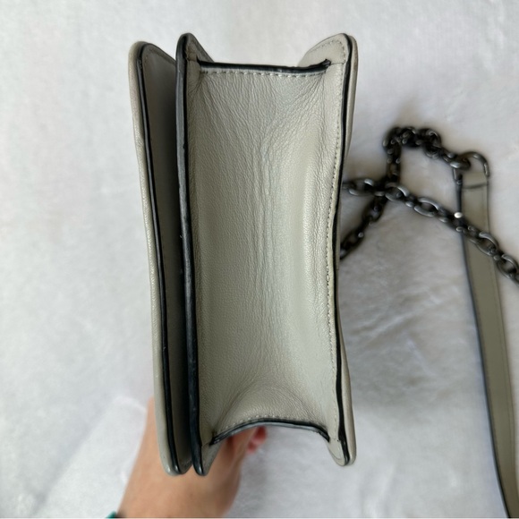 Tory Burch Alexa Quilted Mini Gray Leather Shoulder / Crossbody Bag Chain Strap - Picture 10 of 12